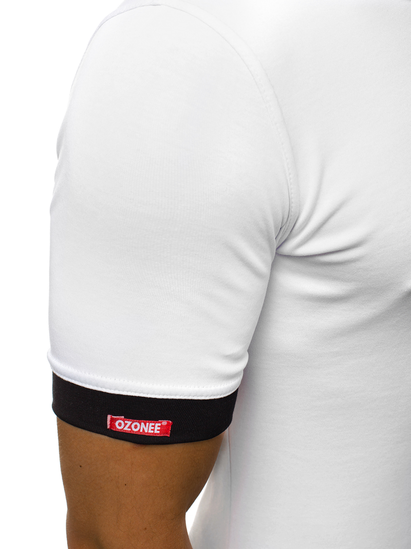 T-Shirt z kapturem męski biały OZONEE O/1273Z