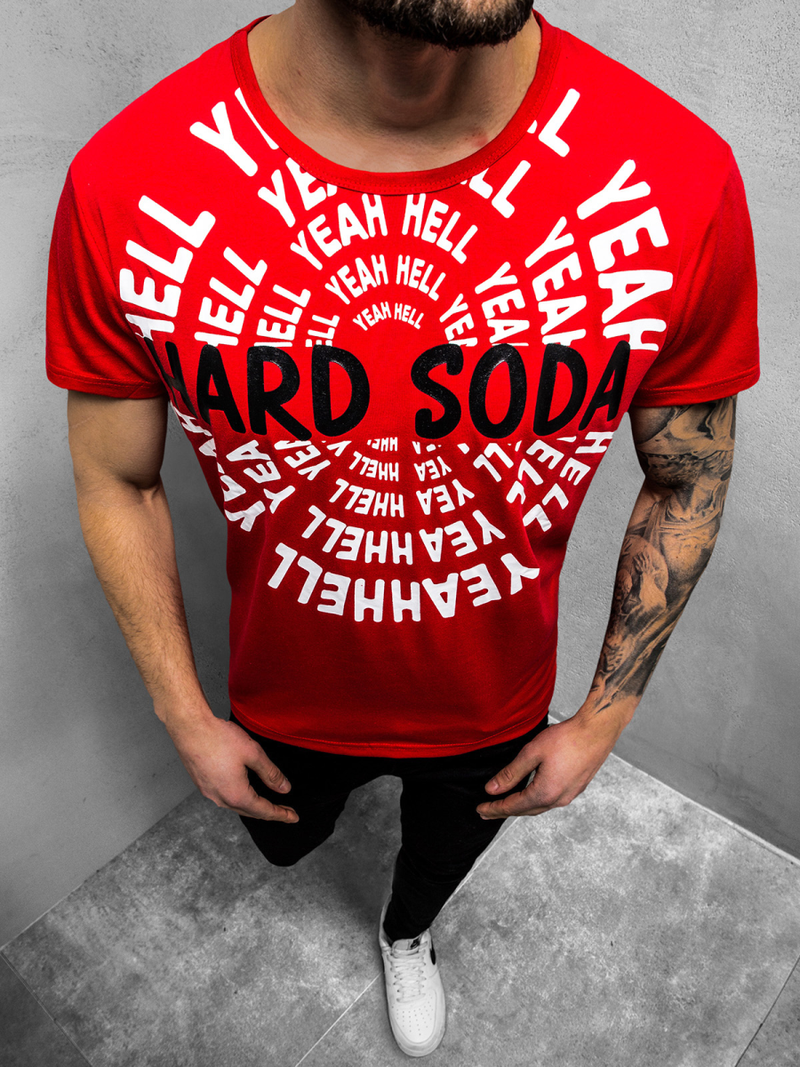 T-Shirt męski czerwony OZONEE JS/KS1948Z