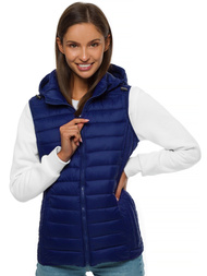 Kamizelka damska pikowana z kapturem granatowa/2 OZONEE JS/M23039/215