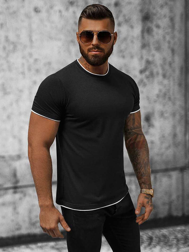 T-shirt męski czarny OZONEE JS/8T227/3
