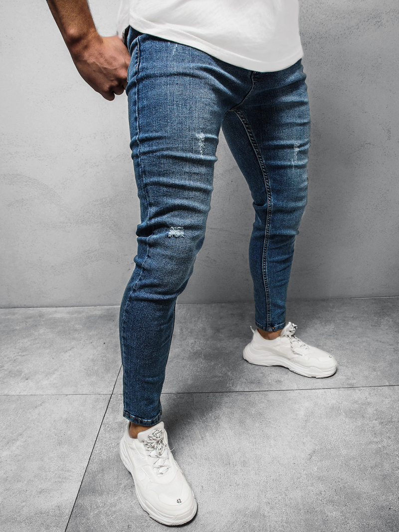 Spodnie jeansowe męskie ciemno-niebieskie OZONEE DP/697/1