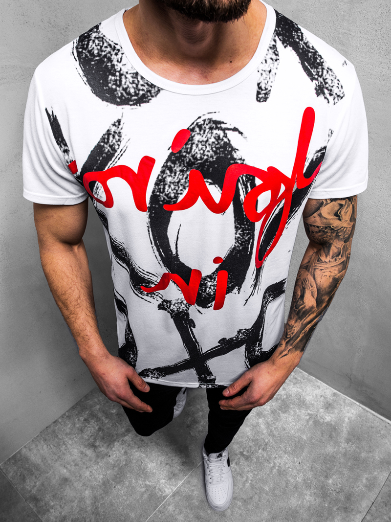 T-Shirt męski biały OZONEE JS/KS1985Z