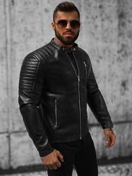 Kurtka skórzana męska czarna OZONEE JS/11Z8017