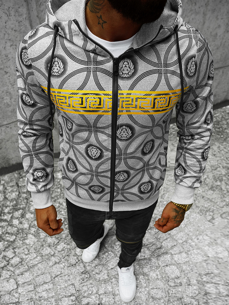 Bluza z kapturem męska rozpinana szara OZONEE JS/B8123