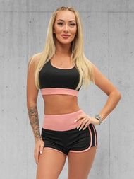 Komplet sportowy dwuczęściowy damski czarno-różowy OZONEE O/XL011/54Z