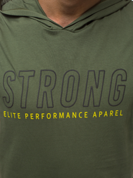T-Shirt z kapturem męski khaki OZONEE MAD/2992Z