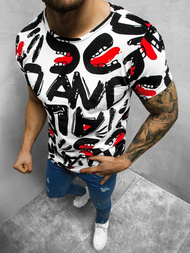 T-Shirt męski z nadrukiem biało-czarny OZONEE O/BL53