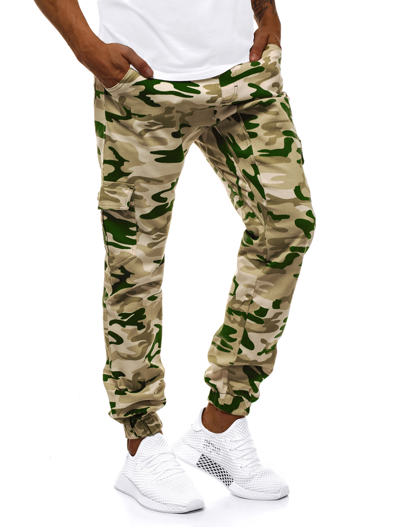 Spodnie męskie joggery beżowe OZONEE A/404