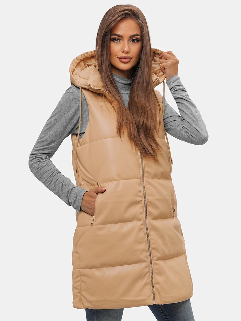 Стьобаний жіночий жилет Бежева OZONEE O/AY756