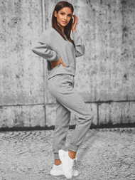 Komplet dresowy oversize dwuczęściowy damski szary OZONEE JS/8C71/2