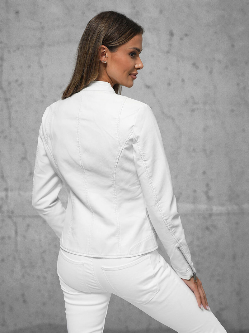 Kurtka skórzana damska biała OZONEE JS/11Z8052