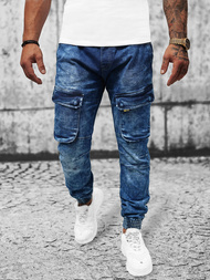 Spodnie jeansowe joggery męskie niebieskie OZONEE DR/TF070Z