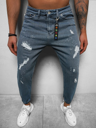 Spodnie jeansowe joggery męskie niebieskie OZONEE DO/6099