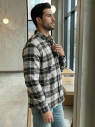 Koszula męska w kratę szara OZONEE V/V172Z