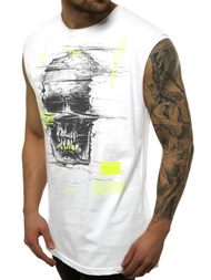 T-Shirt bez rękawów męski biały OZONEE MACH/M1212