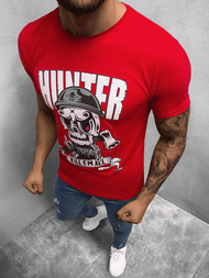 T-Shirt męski z nadrukiem czerwony OZONEE O/BL73