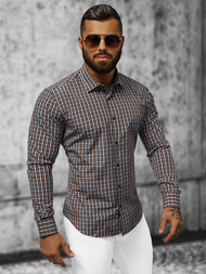 Koszula męska w kratę kolorowa OZONEE O/0422Z