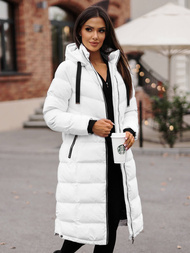 Kurtka zimowa damska długa pikowana biała OZONEE JS/M736/281Z