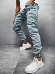 Spodnie męskie joggery jeansowe jasno-niebieskie OZONEE O/1097/1