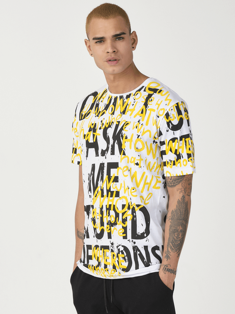 T-Shirt męski z nadrukiem biały OZONEE MR/21519