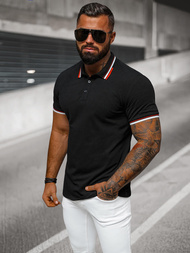 Koszulka męska polo czarna OZONEE O/DA736