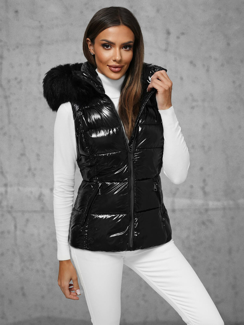 Стьобаний жіночий жилет чорний OZONEE O/DK027/1Z