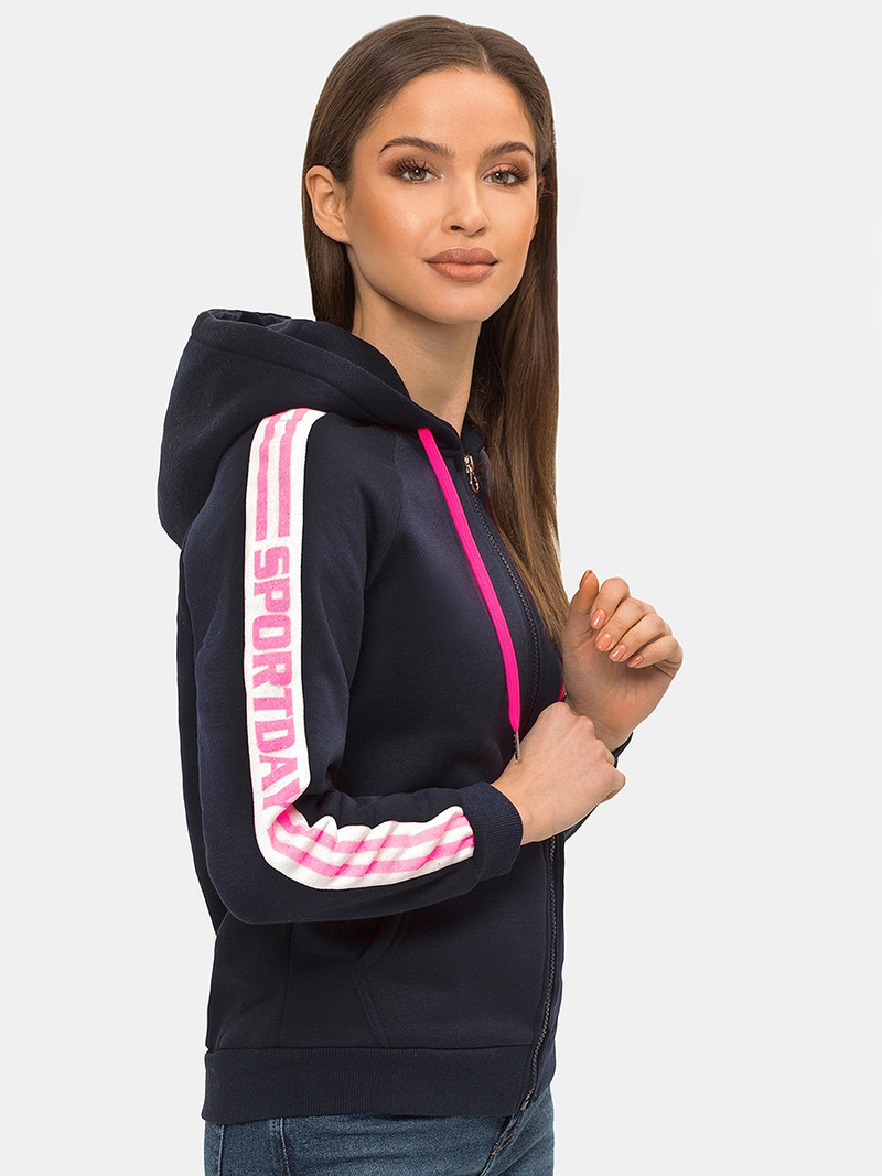 Bluza z kapturem rozpinana damska granatowa OZONEE JS/B26046