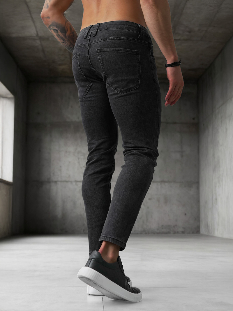 Spodnie jeansowe męskie slim fit czarne OZONEE O/JK2914