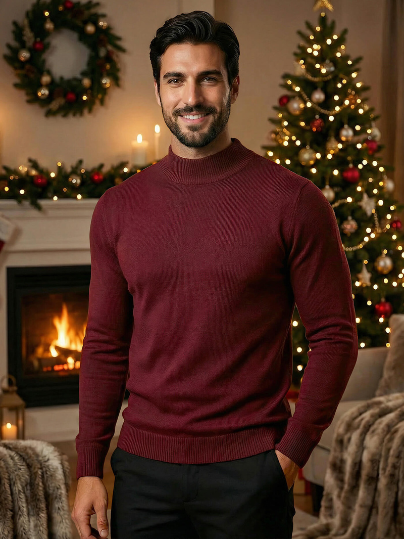 Sweter męski półgolf bordowy OZONEE V/V24503Z