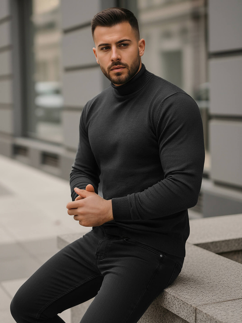 Sweter męski półgolf grafitowy OZONEE V/V24503