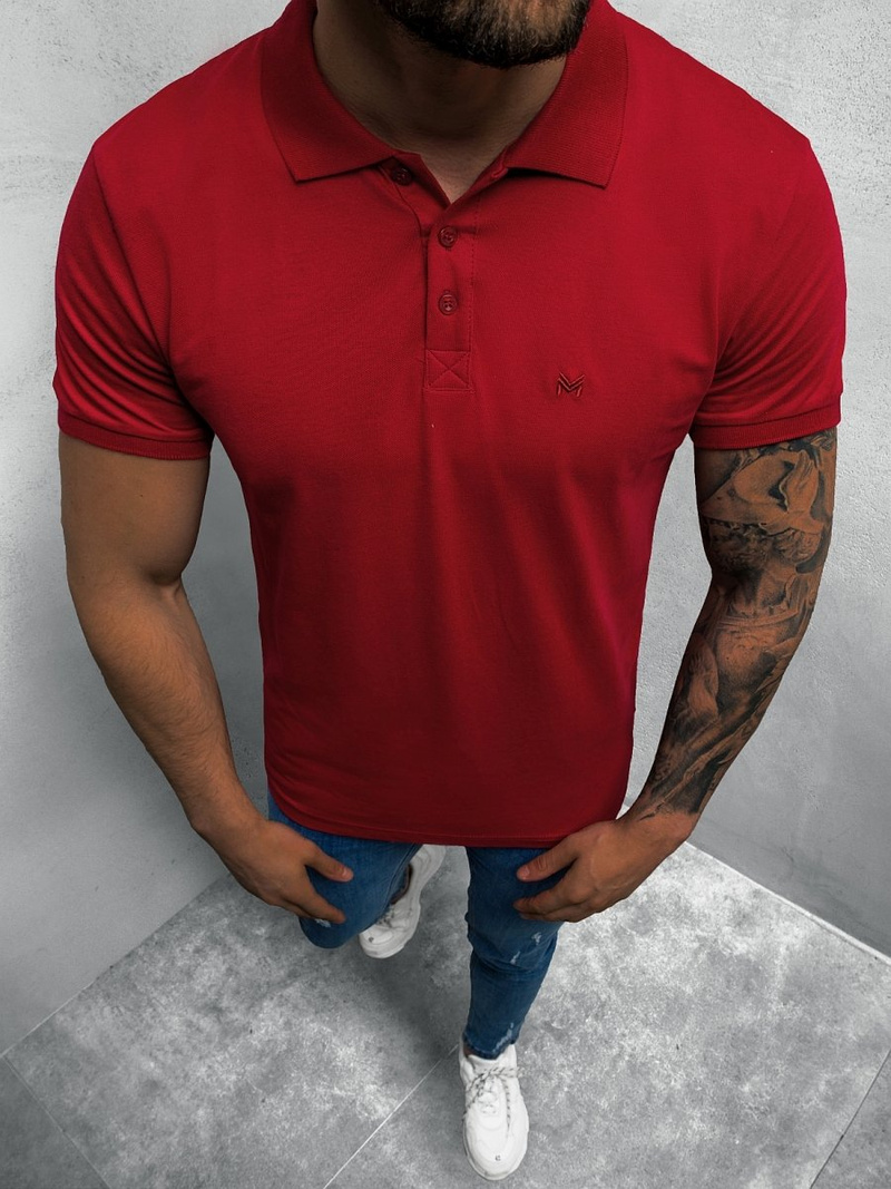 Koszulka męska polo bordowa OZONEE MACH/P1500Z
