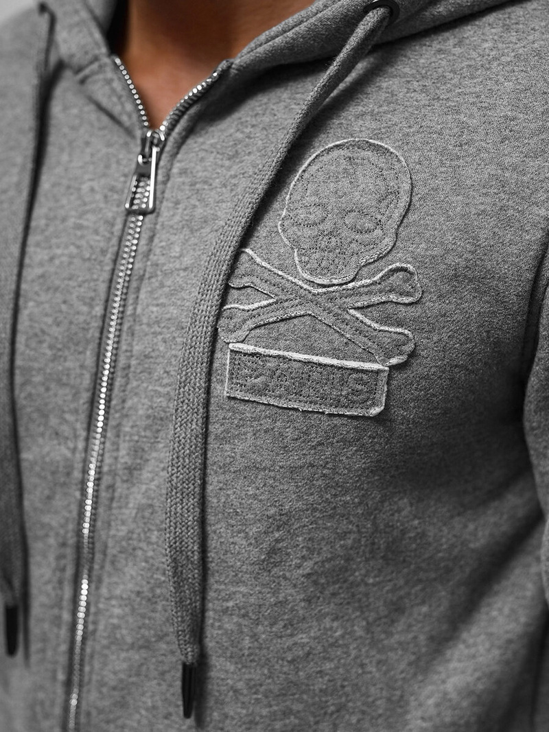 Bluza męska z kapturem rozpinana grafitowa OZONEE NB/MF2003