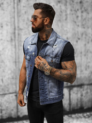 Kamizelka męska jeansowa niebieska OZONEE NB/MJ539B