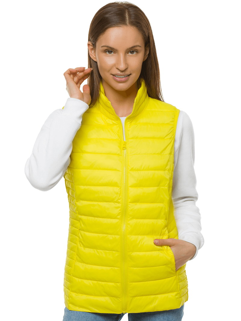 Kamizelka damska pikowana żółto-neonowa OZONEE JS/M23038/254