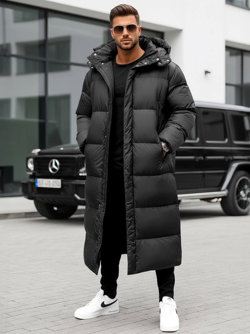 Kurtka zimowa męska długa czarna OZONEE O/M3202Z