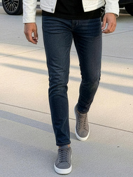 Spodnie jeansowe męskie slim fit ciemno-niebieskie OZONEE O/JK2895AZ