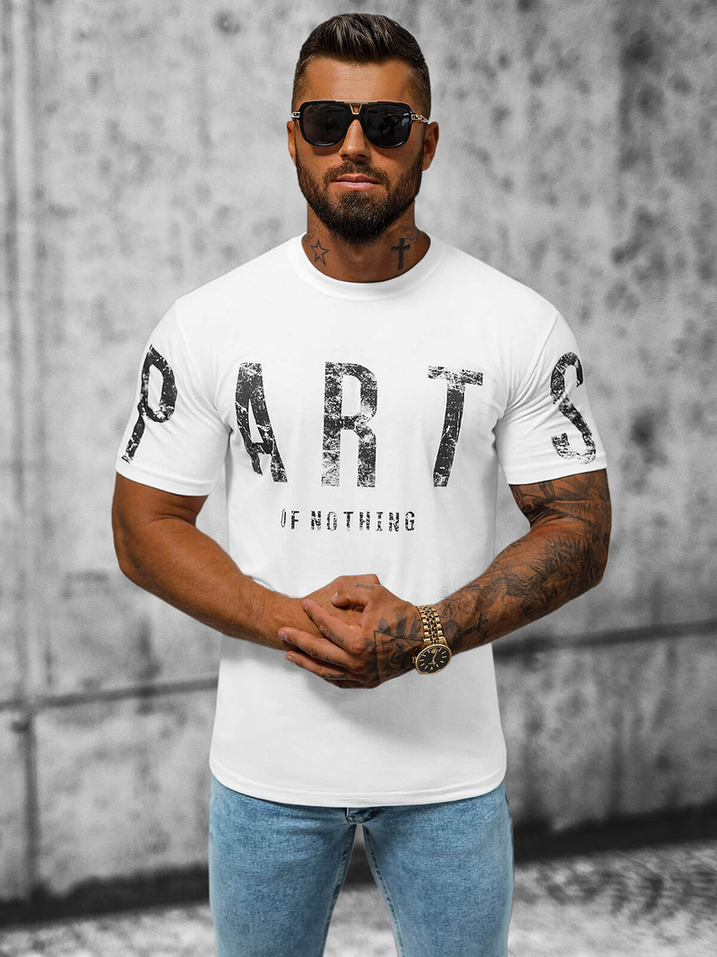 T-shirt męski biały OZONEE O/1180Z