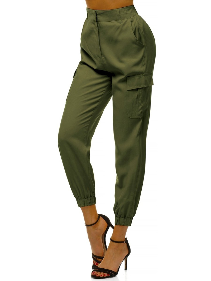 Spodnie damskie joggersy khaki OZONEE O/HM005