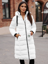 Kurtka zimowa damska długa pikowana biała OZONEE JS/M736/281Z