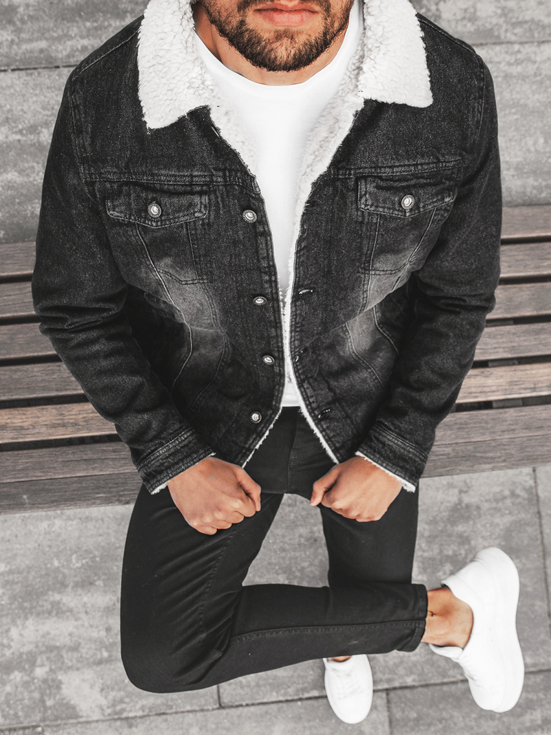 Kurtka męska jeans czarna OZONEE JB/JP1158Z