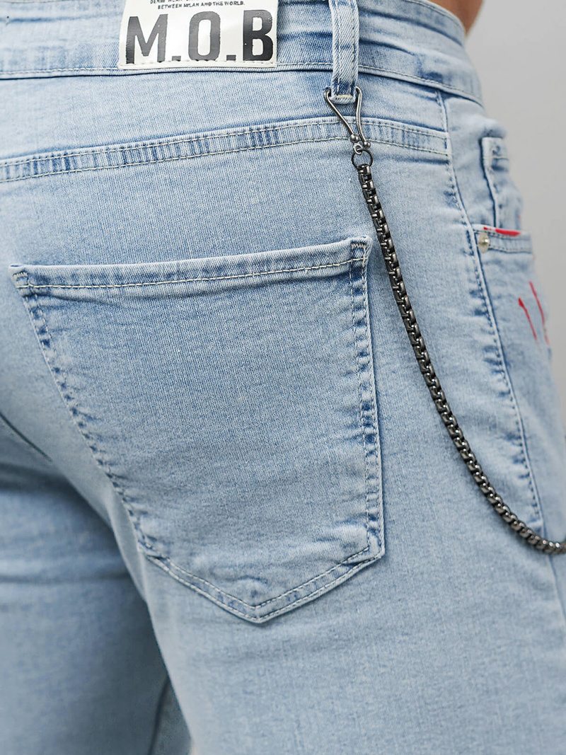 Spodnie jeansowe męskie niebieskie OZONEE O/293