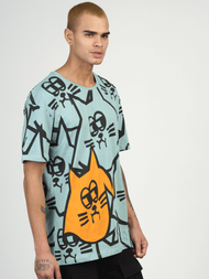 T-Shirt męski z nadrukiem miętowy OZONEE MR/21535