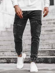Spodnie jeansowe joggery męskie czarne OZONEE G/1064