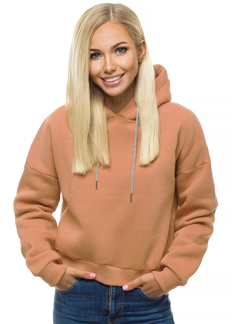 Bluza z kapturem damska ciemno-beżowa OZONEE O/12102
