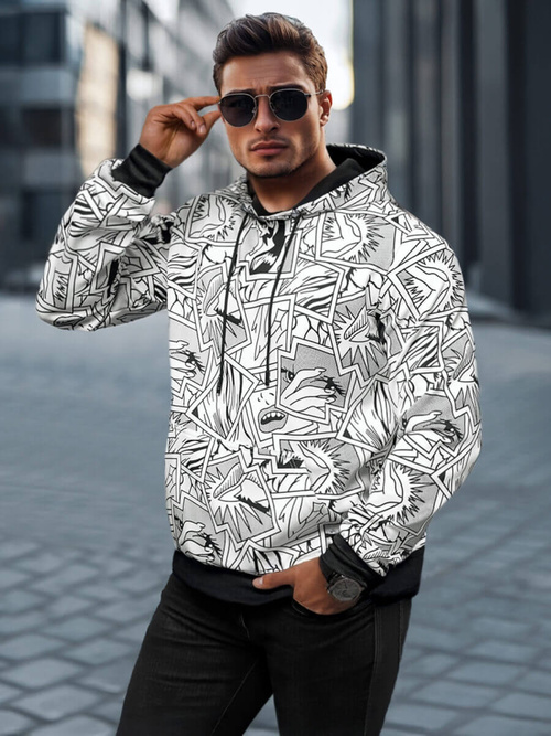 Bluza z kapturem męska biała OZONEE JS/8B1256/1Z