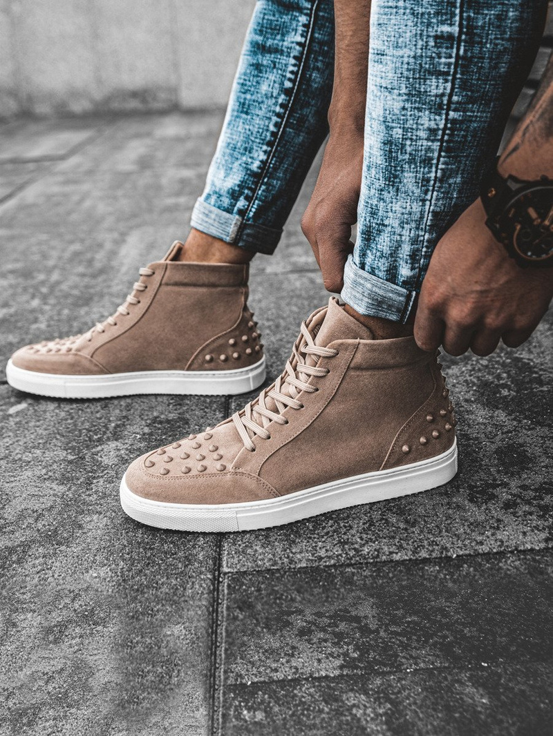 Sneakersy wysokie beżowe OZONEE G/271