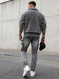 Spodnie jeansowe męskie slim fit grafitowe OZONEE O/E10017Z