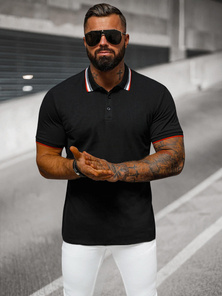 Koszulka męska polo czarna OZONEE O/DA719