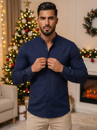 Класична сорочка чоловіча tемно-cиня OZONEE O/V69Z