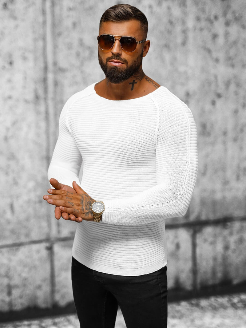 Sweter męski ecru OZONEE L/1442Z